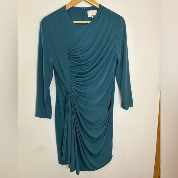 3.1 Phillip Lim Dusty Green Ruched Front Pleated Long Sleeve Dress - Picture 1 of 12